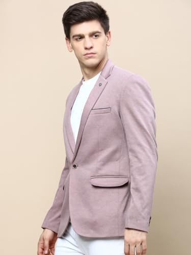 Image of SHOWOFFFF Men Solid Single Breasted Party Blazer | Notched Lapel Full Sleeves Cotton Blazer's for Mens | Slim Fit Regular Length Blazers for Men's