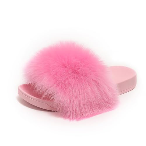 yamerbo Women's Furry Slides Fluffy Slippers Cute Open Toe Girls Sandals House Slides pantuflas para mujer