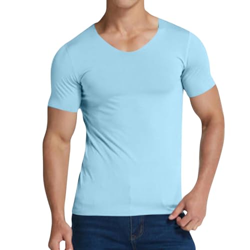 Mens Breathable Shirts Elastic Short Sleeve Quick Dry Tees Wrinkle Free V Neck Sport Workout Performance Tshirt Stretch Tops2