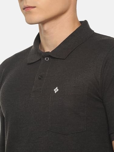 Image of Dollar Men's Pack of 1 Solid Cotton Blend Polo Neck T-Shirt