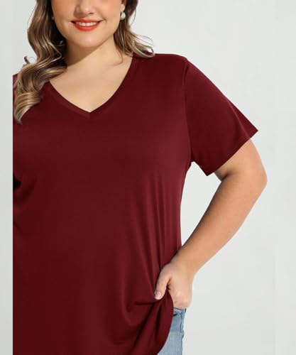 Image of RITERA Women Plus Size Tops Tie Dye V Neck Shirt Floral Camo Summer Short Sleeve Tunic Oversized Ladies Blouse XL-5XL