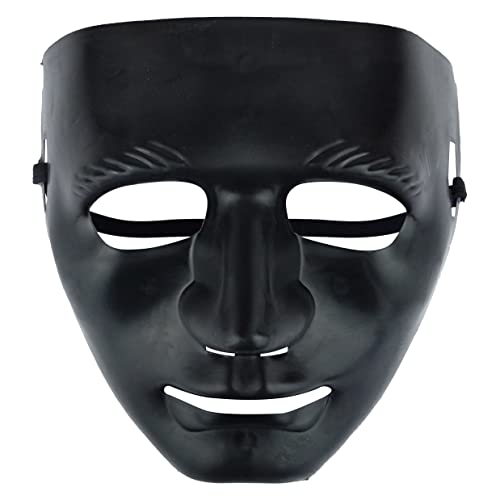 HENBRANDT Máscara de plástico negra para adultos, cara completa, para cosplay, hockey, fantasma, robot, aterrador, Halloween, accesorios de disfraz para hombres y mujeres