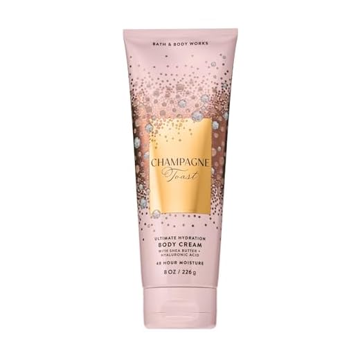 Bath & Body Works Champagne Toast Body Cream, Ultimate Hydration Moisturizer with Shea Butter & Hyaluronic Acid for Dry Skin, Bubbly Champagne & Sparkling Berry Scent, 8 oz - 1 Pack