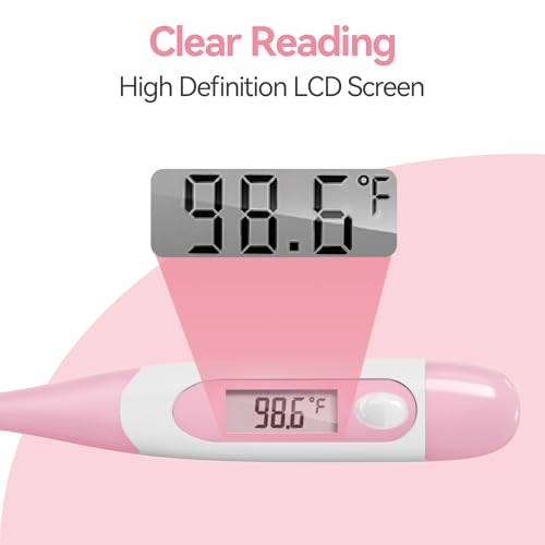 Image of Clinical Digital Thermometer for Adults and Babies, Oral Armpit and Rectal Temperature Thermometer for Fever with Alarm, Flexible Tip