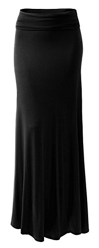 URBAN K Womens Basic Foldable High Waist Regular and Plus Size Maxi Skirts2