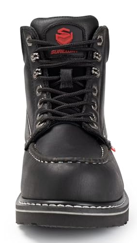 Image of SUREWAY 6 inch Mens Heavy Duty Soft /Composite /Steel Toe Work Boots for Men,Comfortable & Durable,GoodyearWelt,Full Grain Leather,Oil /Slip Resistant,Wedge Moc Toe Industrial Construction Boots