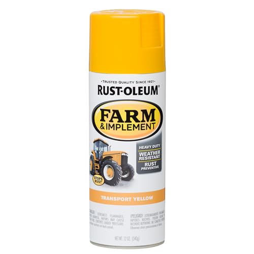Image of Rust-Oleum 280145 Farm & Implement Spray Paint, 12 oz, Gloss Transport Yellow (Pack of 1)