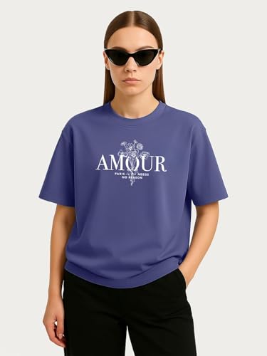 Image of Women's Printed Oversized T-Shirt with Half Sleeves and Round Neck, Soft Spun Fabric for Casual Wear (Size - S-2XL)