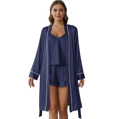 Robe et chemise de nuit en soie femmes pyjama sexy doux confortable été