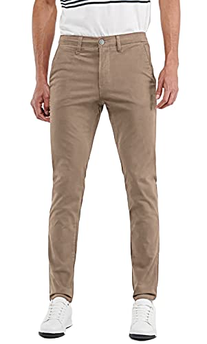 Evoga Pantalons Jeans pour hommes Casual Élégant Printemps Été Slim Fit en Coton, Kaki, 44