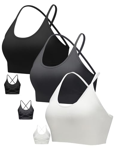 RUNNING GIRL Sports Bras for Women,Sexy Crisscross Back Seamless Padded Sports Bra Medium Support with Removable Pads
