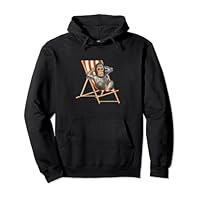 Funny Monkey Zoo Monkey in Deck Chair Pullover Hoodie