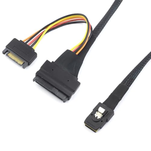 Cable Mini SAS SFF-8087 a SFF-8639 con energía SATA 15Pin 0.5m miniatura 3