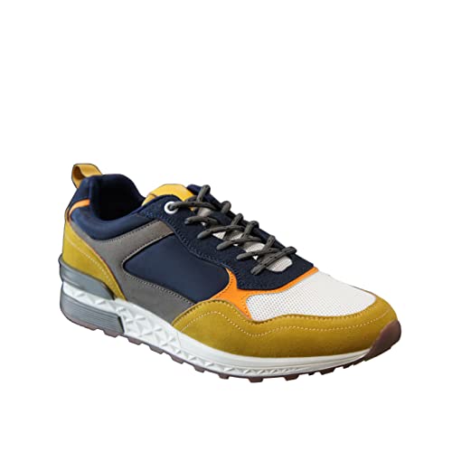 Image of TOP STAKA Men's Comfortable Athletic Fashion Causal Low-Top Trainers Running Gym Exercise Work Out Yellow Navy