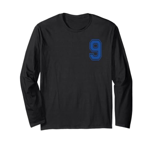Numero 9 stile sportivo in Maglia a Manica blu