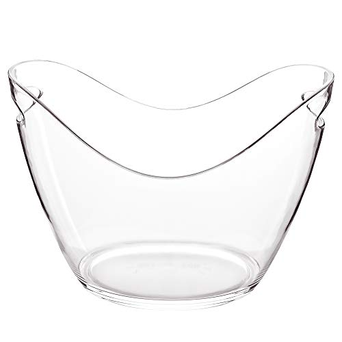 Ice Bucket Clear Acrylic 8 Liter Plastic Tub For Drinks and Parties, Food Grade, Holds 5 Full-Sized Bottles and Ice