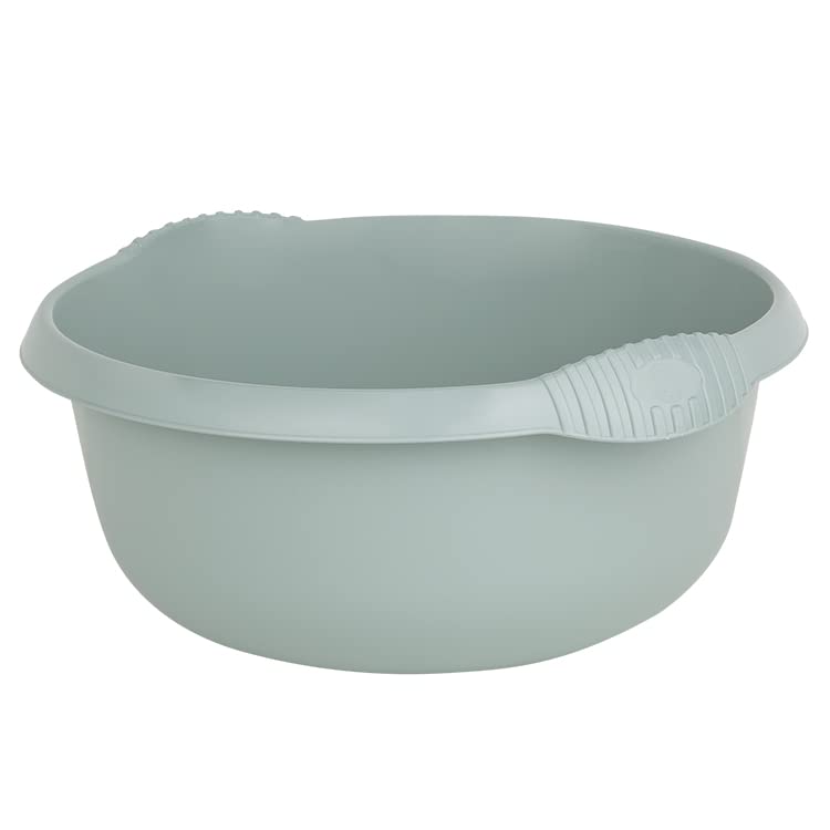 JMS we create smile Elegant Multipurpose Plastic Bowl Washing Up Bowl Mixing Bowl Washing Basin Bowl Sink Tidy Organiser Wash Tub for Home Kitchen Camping Caravan (Silver Sage 28 CM Round)