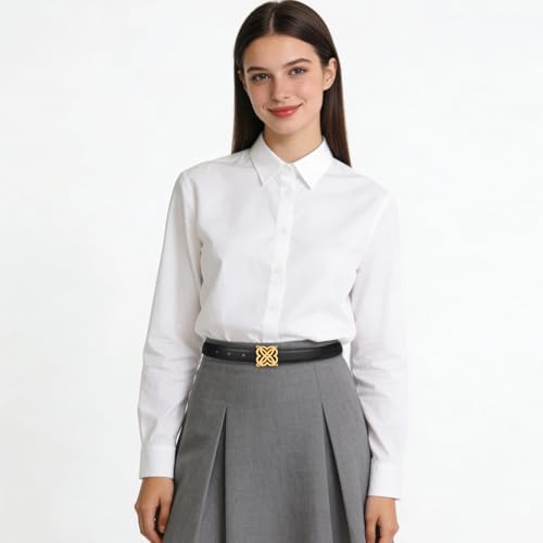Image of Aurolran Women's Leather Belt with Buckle - Ideal for Dresses, Jeans, and Coats