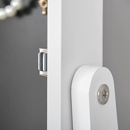 HOMCOM led sieradenkast met spiegel spiegelkast staande spiegel sieradenrekje spiegel verstelbaar wit 136 cm hoog - Image 7