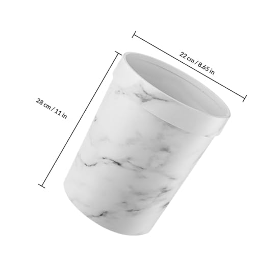 Image of Small Marble Trash Can Wastebasket Plastic Recycling Bin Waste Paper Basket Garbage Can Container Bin for Office Bathroom Bedroom Cabinet 30x21cm