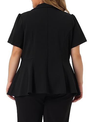 Agnes Orinda Plus Size Blazer for Women Short Sleeve Office Work Button Jacket Business Suit Blazers4