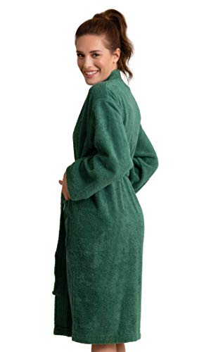 Image of Women's Turkish Terry Kimono Style Bathrobe - 100% Cotton Robe for Women - Comfortable & Absorbent - Soft & Cozy Wear