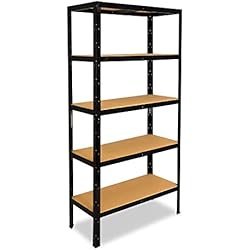 Estanteria 110 Ancho shelfplaza® 200x110x30cm Black Estantería Negra/Estanterias almacenaje Capacidad Carga 175kg / Estanteria Negra 5 baldas estanterías metálicas almacenaje Fuertes/Estanteria Metalica Negra