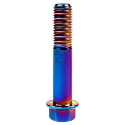 Image of Titanium Bolt M12 30 35 40 45 50 55 60 65 70 75 80 85 90mm Hex Small Flange Head for Motorcycle Car Modification Pack of 4 (M12x60mm Pitch 1.5, Burnt Blue)