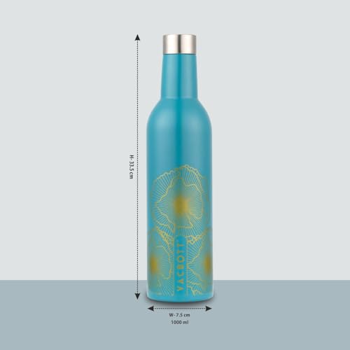 Image of Clay Craft VACBOTT IVY Wine Gold Double Walled|18 Hours Hot and 24 Hours Cold Water Vacuum Insulated Flask Bottle|1 Pcs|1000 ml Water Bottles|Travelling|BPA-Free|BIS Certified|1Year Limited Warranty