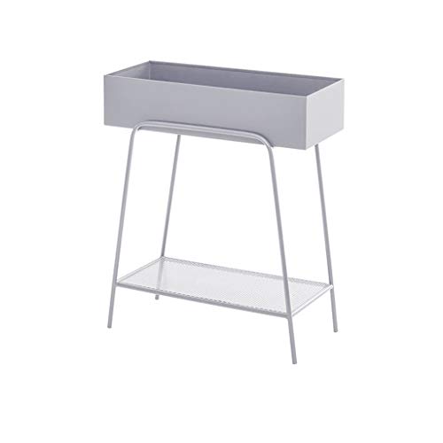 CXQ Minimalist Nordic Style Balcony Floor Type Double Green Flower Pot Rack Partition Shelf (Color : Light gray)