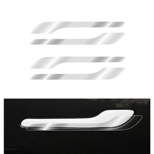 Image of IPG Compatible for Model 3 / Model Y /Juniper Door Handle Decal Sticker Wrap Kit (Set of 4) with Tesla Logo Personalize Your Tesla (Clear)