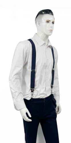Image of Mens Suspenders with 3 Swivel Hooks Belt Loops 1.4 Inch Wide Heavy Duty Adjustable Braces
