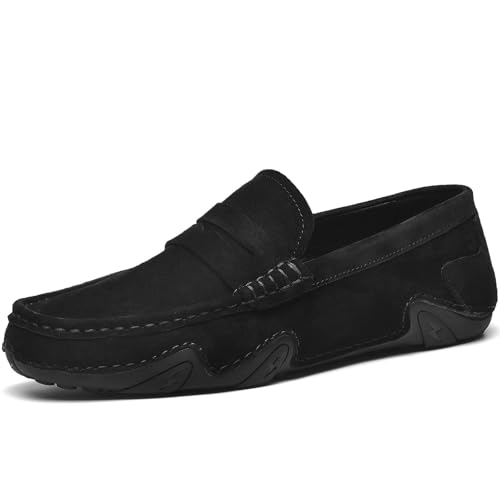 Men's Business Vintage Suede Flat Driving Loafers Outdoor Comfortable Non-Slip Lightweight Casual Boat Shoes