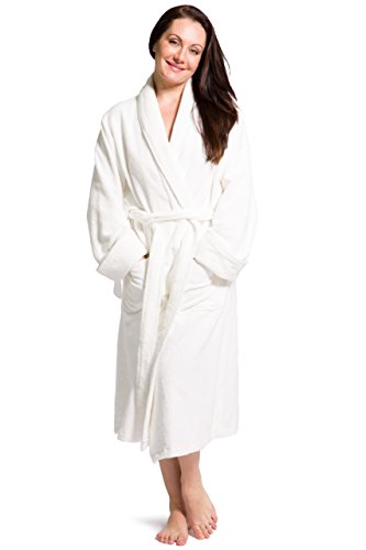 Fishers Finery Women's Premier Turkish Style Terry Spa Robe Bathrobe; (SM) White