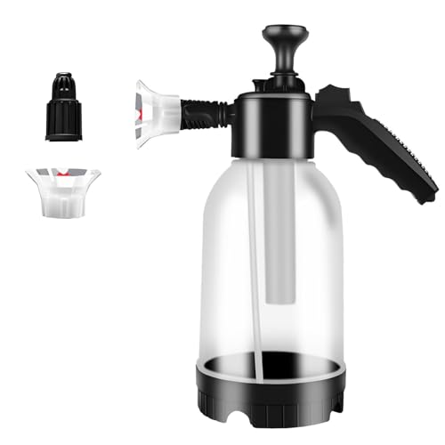 TOCMSNHG Snow Foam Pump Sprayer, 2L Hand Pressure Snow Foam Sprayers, Heavy Duty Car Wash Bottle with 2 Nozzles, Snow Foam Gun for Car Cleaning Gardening