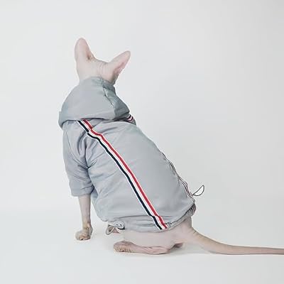 Winter Warm Thickness Windproof Cat Jacket Cat Clothes for Sphynx Cats, Devon Rex Cats, Cornish Cats, Small Cats and Dogs (Small)