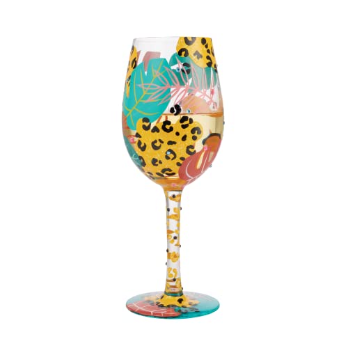 Enesco Lolita Jungle Vibes Wine Glass, 8.84-Inch Height, Multicolor #TOP1