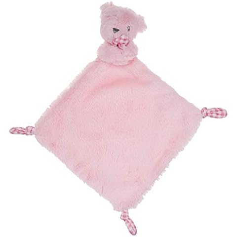 KELLY BABY Pink Bear Security Blanket with Rattle Polka Dot Accents Cover