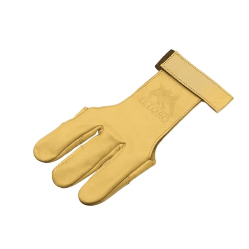 elToro Traditioneller Schießhandschuh Tradition (Gelb) Bogenschießen (M); aus angenehmen weichem Leder gefertigt, für den Bogensport, Pfeil und Bogen