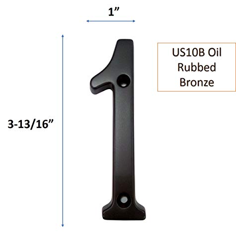 QCAA Heavy Solid Brass House Number, 4", Venetian Bronze, For Home Use, Durable Outdoor Decoration, 1 Pack