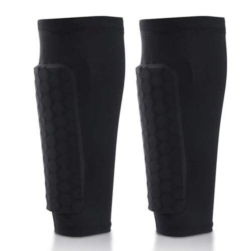 Soccer Shin Guards with Honeycomb Compression Sleeves for Men, Women and Youth,Black(Size:M)