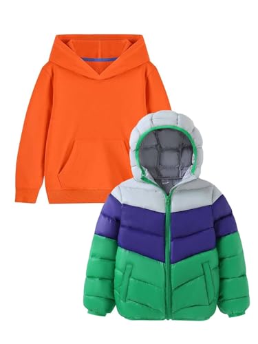 HILEELANG Unisex Kids Hoodie Cotton Sweatshirts and Winter Puffer Jacket Coat