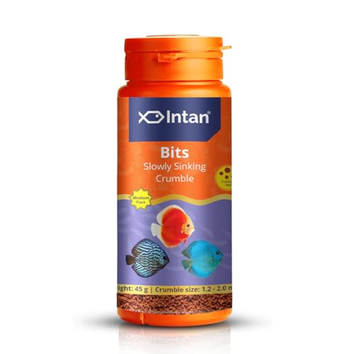 Image of Intan Bits (1.2-2mm Slow Sinking Crushable Crumble) | 45gm - Highly Nutritious Ornamental Fish Food for All - Discus, Danios, Barbs & Rainbow | Growel Feeds