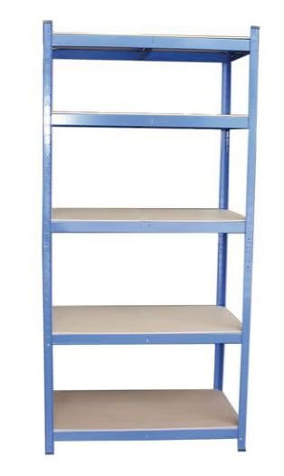 Horison Industries Metall Schwerlastregal 1720mm 5 Böden 850kg Blau Lager | Kurze Rahmen für viele Kombinationsoptionen; preiswert, stabil, langlebig, leicht, blaues Epoxid, Montage ohne Werkzeug