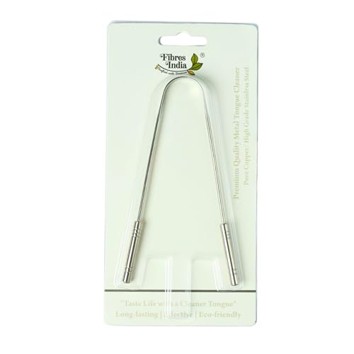 Image of Fibres India Steel Tongue Cleaner, Kids & Adults, Pack of 1 | Double Hand