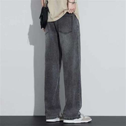 Men's American Straight Leg Lyocell Jeans Loose Thin Pants Washed Retro Blue Jeans4