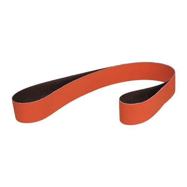 Sanding Belt, Coated, 2 1/2 in W, 60 in L, 36 Grit, Extra Coarse, Ceramic, Maroon, Mfr: 7010327356-A