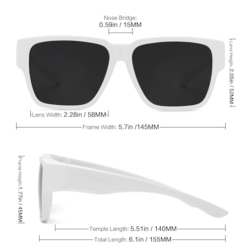 Image of Face Shadow Polarized Over Glasses Sunglasses for Men Women, Lightweight Fit Over Square Sun Glasses UV400 Protection -C8