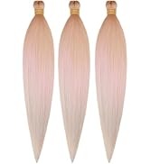 Pink Gold Braiding Hair Pre stretched Kanekalon Knotless Braiding Hair for Braids(Packs of 3,26",...