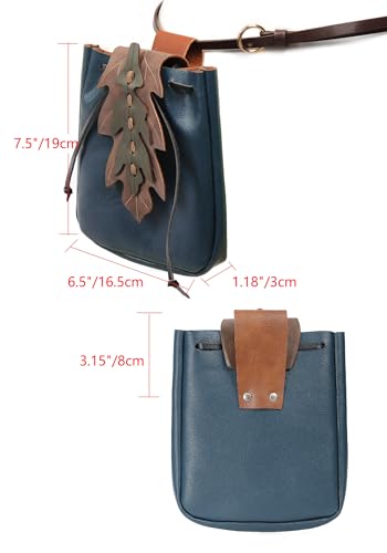 PROCOS Renaissance Belt Pouch Coins Purse Drawstring PU Leather Leaf Medieval Waist Bag for LARP Ren Faire Halloween2